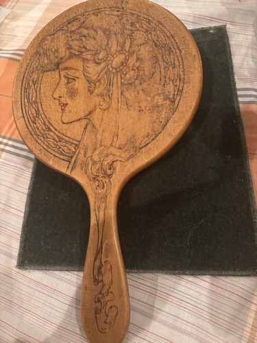 Antq art nouveau pyrography - pyrography, &
