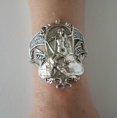 Art nouveau maiden bracelet - art,